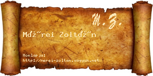 Mérei Zoltán névjegykártya